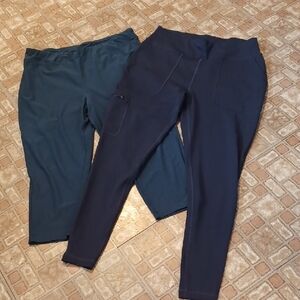 Set of Two Blue and Navy Leggings  Workout Leggings Size 1Xlarge